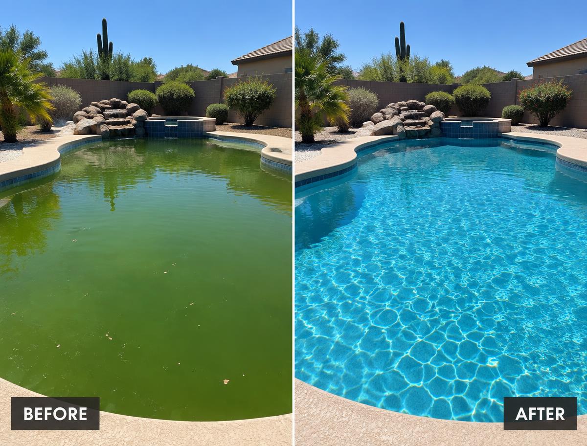 Green pool restored to crystal clear water